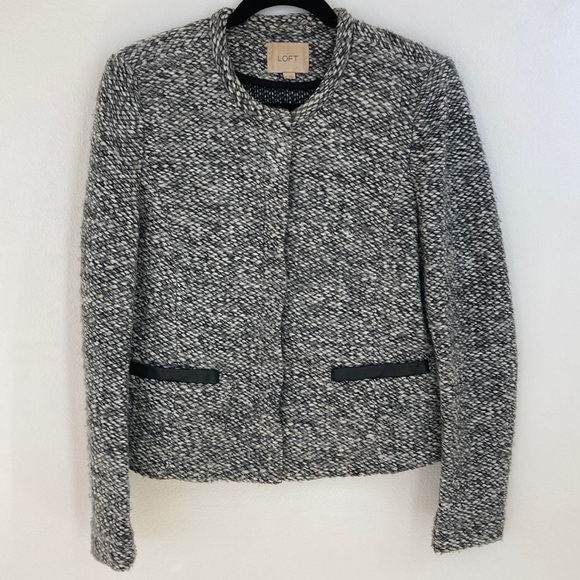 Loft soft knitted jacket with leather trim pockets - Picture 1 of 7